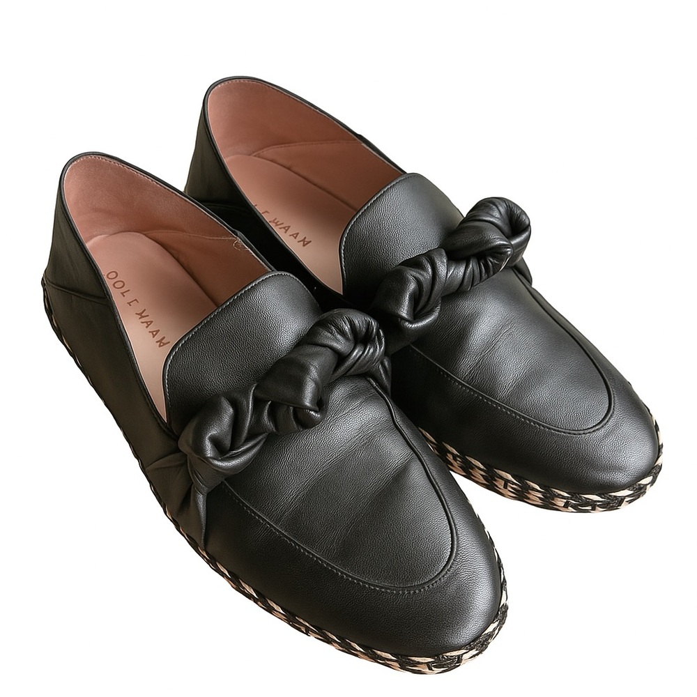 Cole Haan Womens Cloudfeel Knotted Espadrille Black Leather Size 8